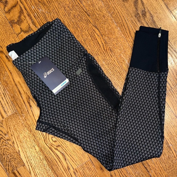 Asics Pants - Asics Black and Gray Patterned Leggings